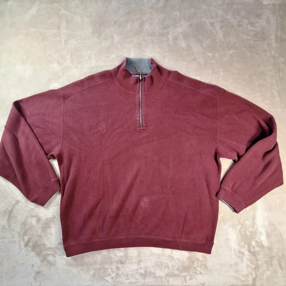 Tommy Bahama Sweater Mens XL Multicolor Reversible 1/4 Zip Mock Neck Pullover